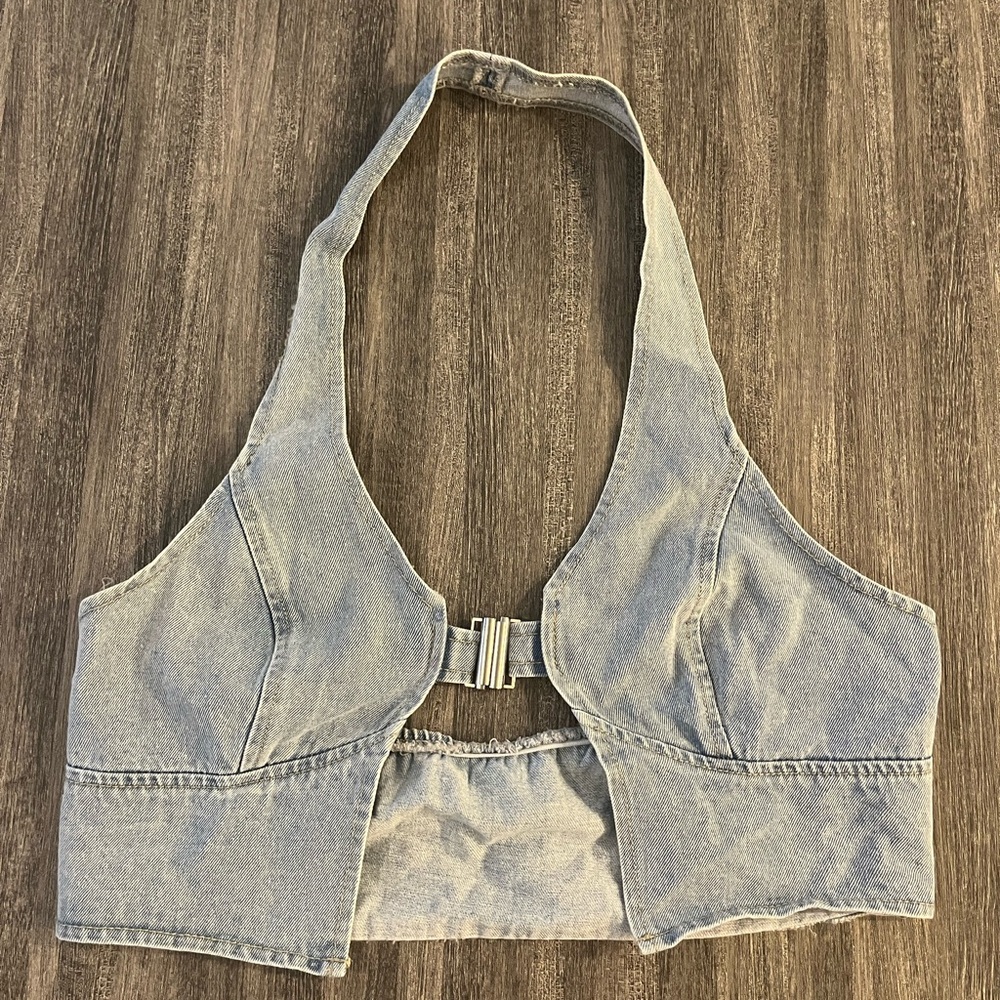 Light Blue Denim Halter Top
